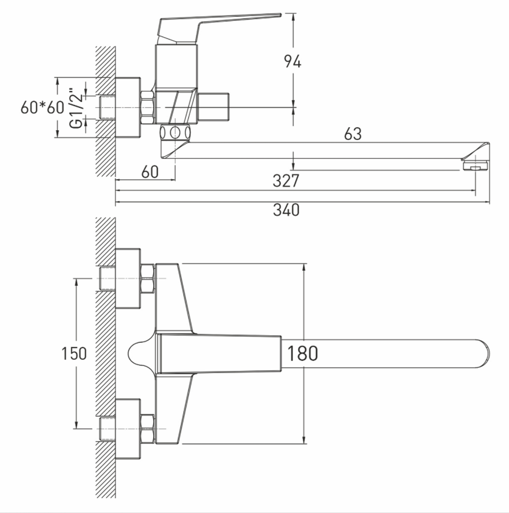 Смеситель для ванны и умывальника 35k MIXLINE ML20-02 "Quadro"