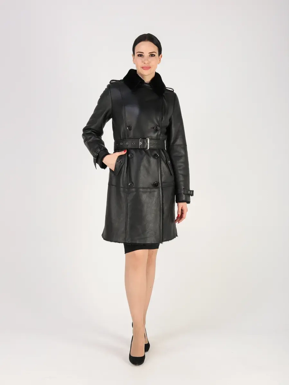 Дубленка зимняя натуральная тренч