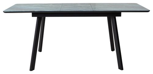 Стол АРУБА 140 АКВАМАРИН, стекло/ ЧЕРНЫЙ каркас