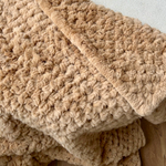 Вязаный плед из натурального меха рекс 240*220 см (бежевый однотонный)