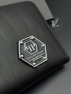 Кошелек на молнии Philipp Plein с фактурным черепом