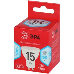 Лампа светодиодная ЭРА RED LINE LED MR16-15W-840-GU10 R 15Вт софит нейтральный белый свет GU10 | Лампы cветодиодные Точечные (Софиты) (MR, PAR)