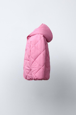 ZARA СТЕГАНАЯ КУРТКА WATER REPELLENT, РОЗОВЫЙ