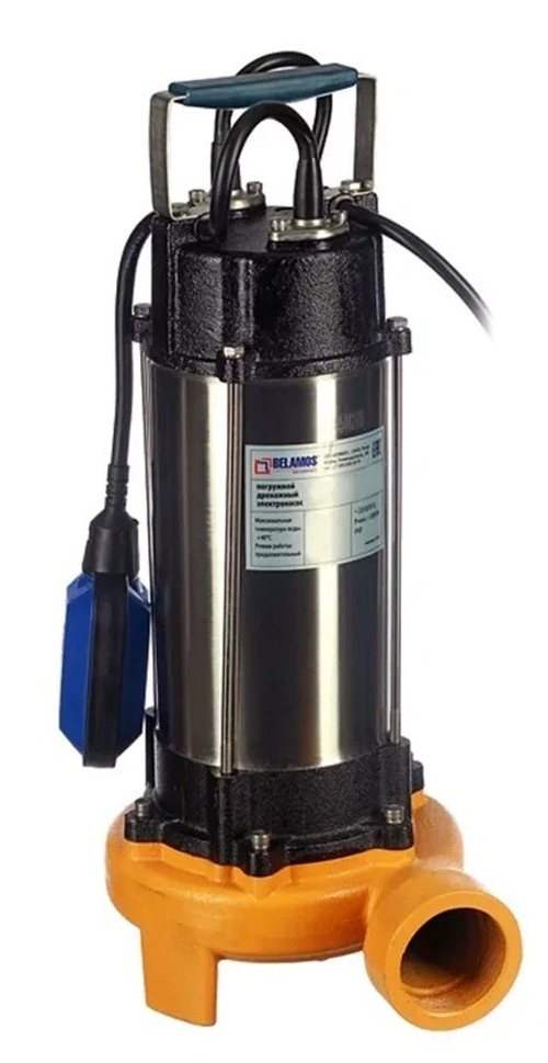 Дренажный насос с НОЖ, 1800вт чугун (400 л/мин, Н-10, гл. 5м, каб. 10м) БЕЛАМОС