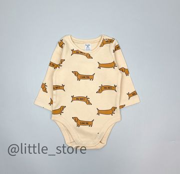 Боди хлопковое "Таксы" песочно-бежевый