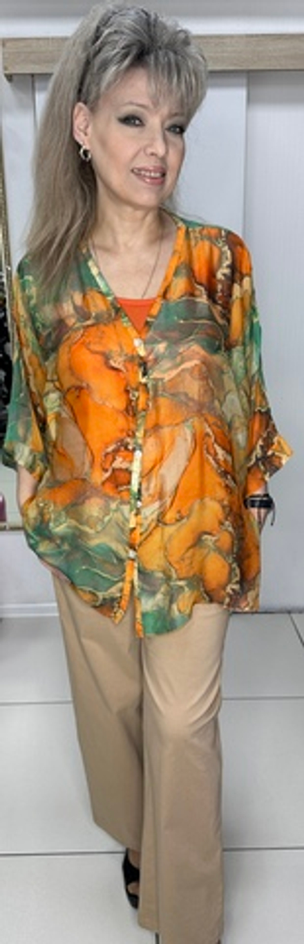 Двойка: итальянский шифоновый блузон с трикотажной маечкой