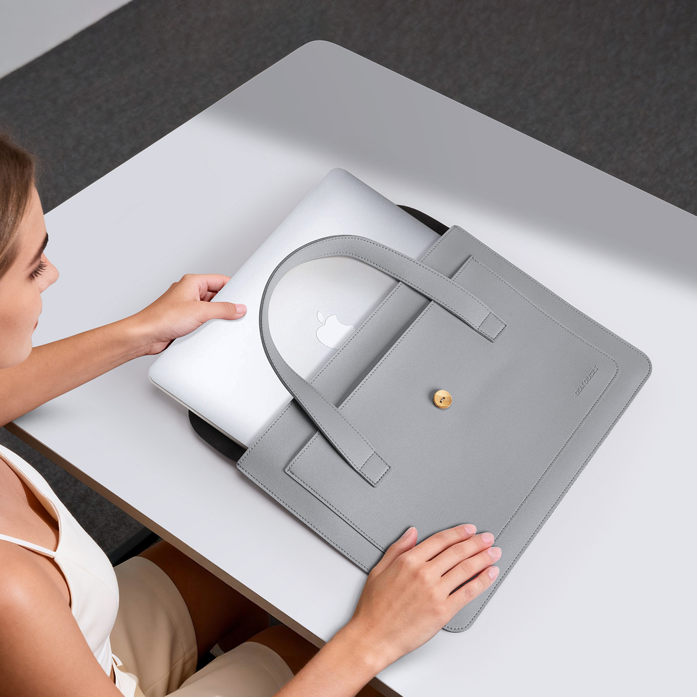 Ручная сумка из искусственной кожи черного цвета для ноутбука или планшета до 16 дюймов, серия AURA Series Handbag от Dux Ducis