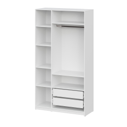 Шкаф распашной с наполнением (7 полок + 2 ящика + штанга) ШК 5 (1200), Белый