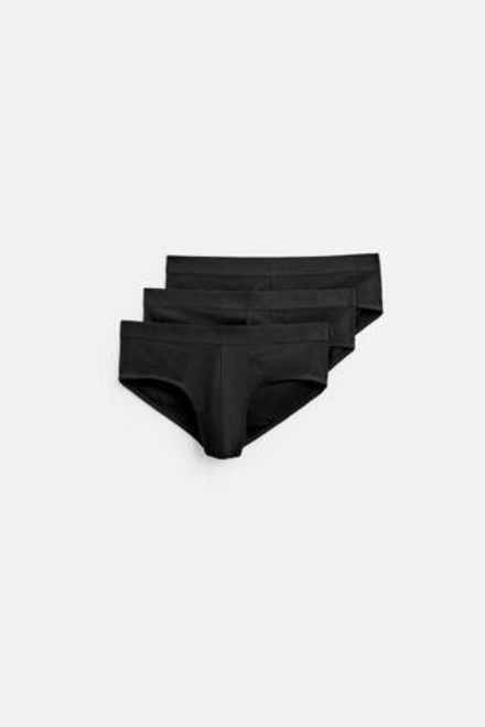 ZARA НАБОР ИЗ ТРЕХ БАЗОВЫХ ТРУСОВ, ЧЕРНЫЙ