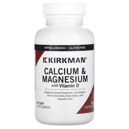 Витамин D Kirkman Labs, Кальций и магний с витамином D, 120 капсул
