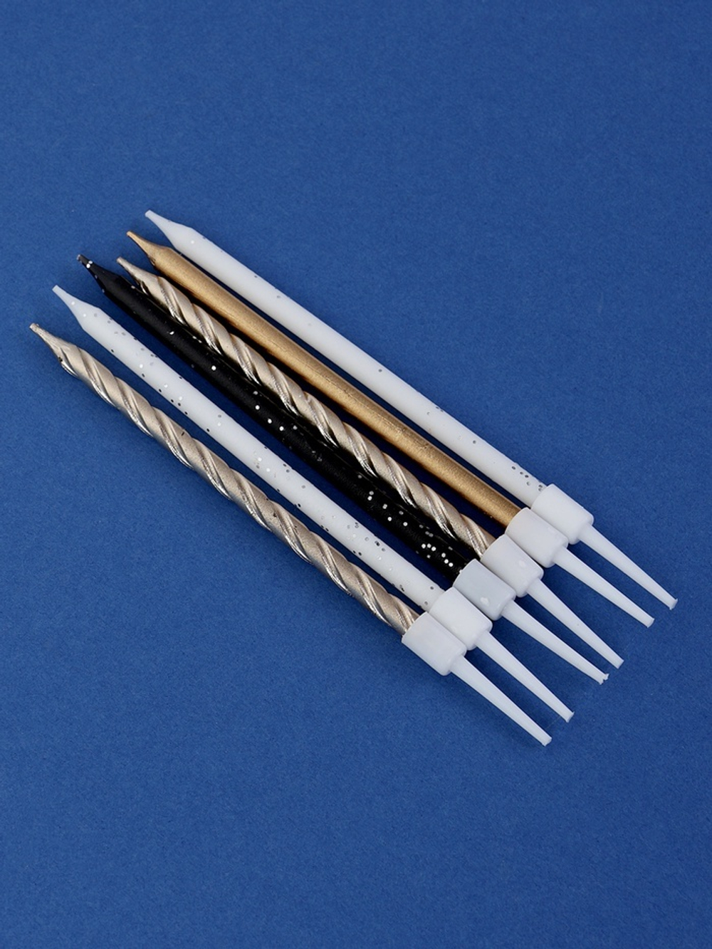 Свечи в торт «Праздничное волшебство», 6 шт, белый, черный, бронза