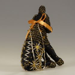 Бисерная ёлочная игрушка Пудель