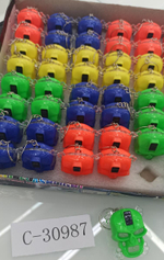 Фонарик пластиковый брелок череп 4 см, 4 цвета микс, с-30987