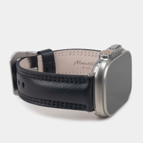 Ремешок для Apple Watch Ultra 49mm из кожи сафьяно,черного цвета