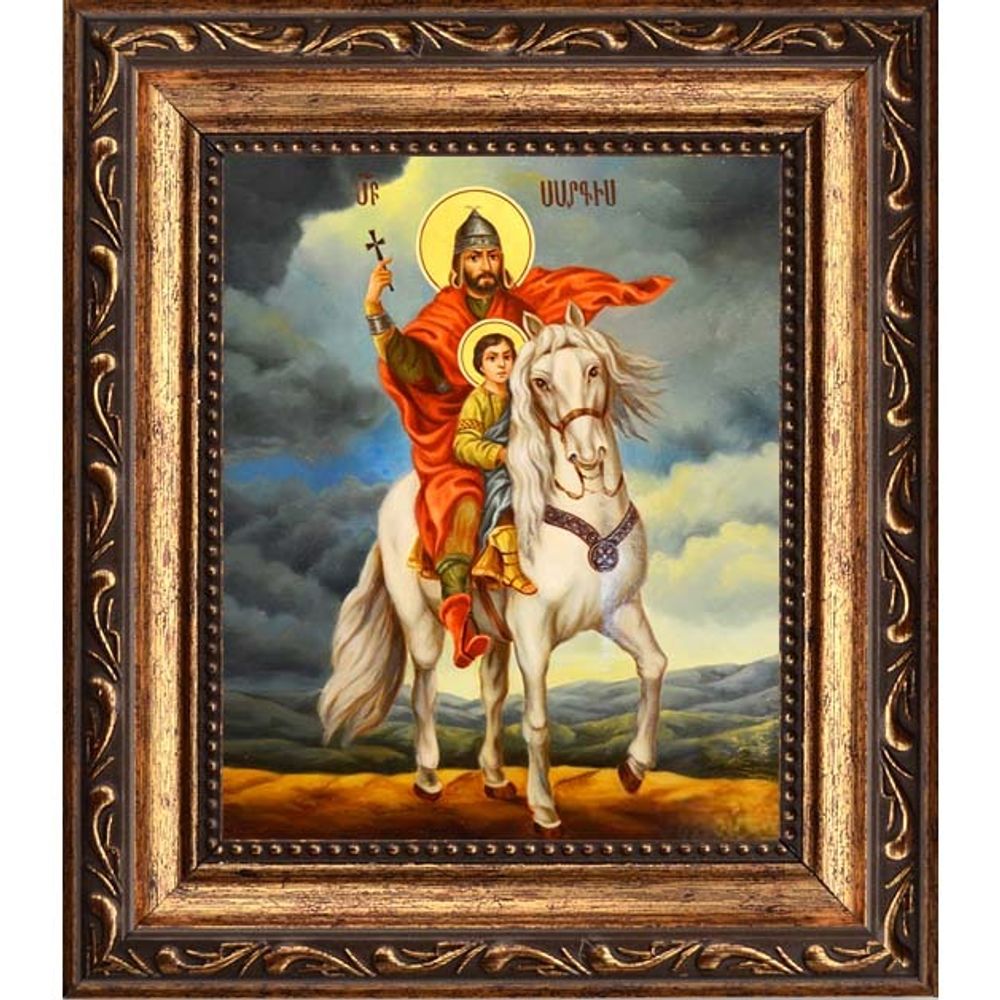 Святой Саркис. Икона на холсте.