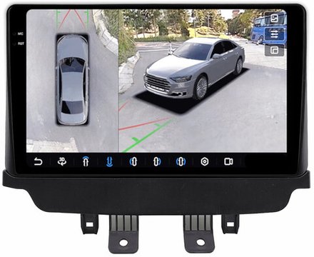 Магнитола для Mazda CX-3 2014-2023 (цветной экран) - FarCar BX9-360-9599B монитор 9.5" 2K QLED на Android 13, 6Гб+128Гб, CarPlay, 4G SIM-слот, 4 камеры в комплекте