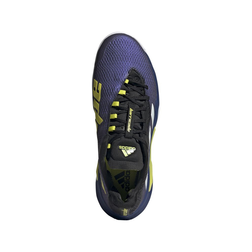 Мужские кроссовки теннисные Adidas Barricade M - black blue met/cloud white/acid yellow