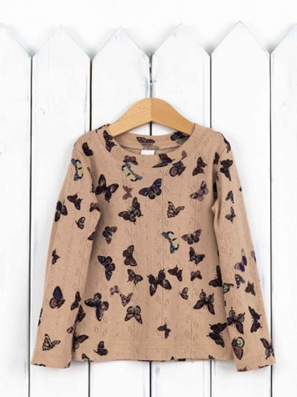 Лонгслив для девочки из ажурной рибаны