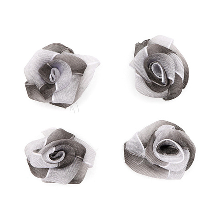 Цветы пришивные органза Роза 2,5 см, цв.серый