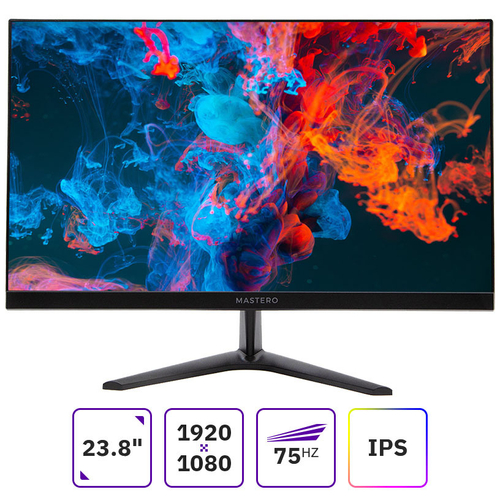 Монитор Mastero 23.8'' S2422H, FHD, IPS, 75Гц, чёрный, VGA, HDMI