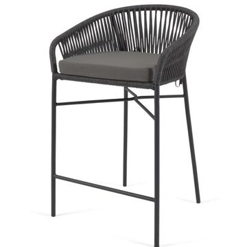 Веревочный барный стул Yanet черного цвета 80 см