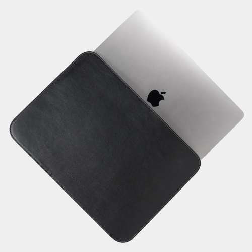 Чехол для MacBook 13-14-15' и документов из кожи теленка, черный с серым подкладом