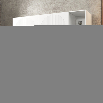 Шкаф Агератум МДФ четырехсекционный с стеллажом в белой эмали - Белый Фасадный 0101  260*45*240