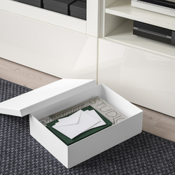 IKEA TJENA  (ИКЕА ТЙЕНА)  -  Контейнер с крышкой, белый, 25x35x10 см