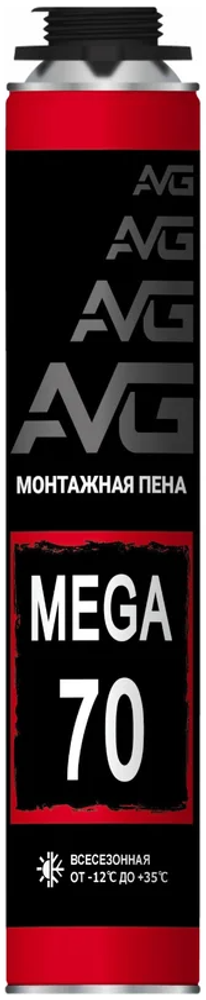 Пена AVG Мега 70 всесезонная 850мл полиурит монтажная проф