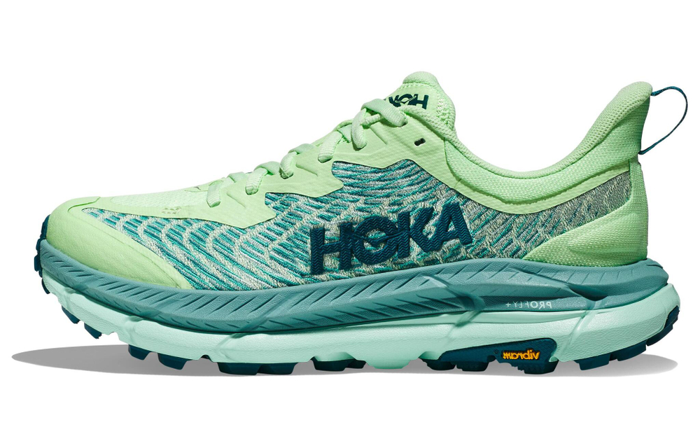 HOKA ONE ONE Mafate Speed 4 comfortable and versatile non-slip wear-resistant low-cut casual running shoes women's lime sea mist blue