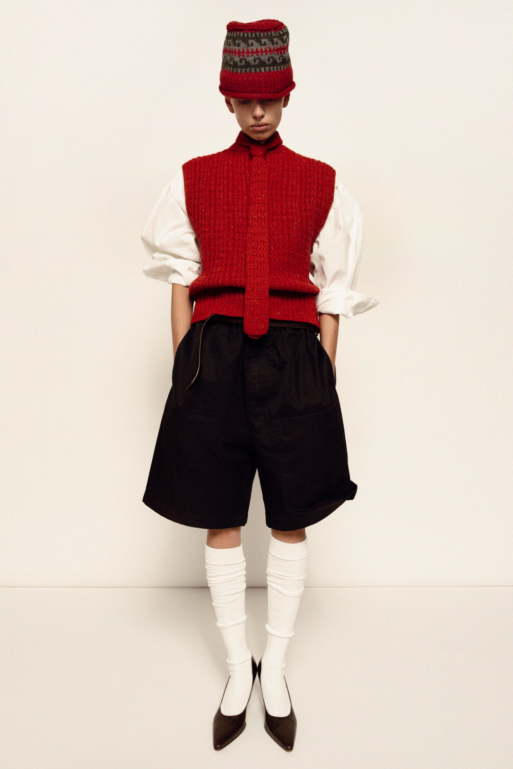 Шарф галстук ажурный 26.NP.4.SCA.06.05, красный