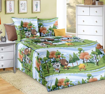 Постельное белье поплин 1,5 спальное Медвежата 1