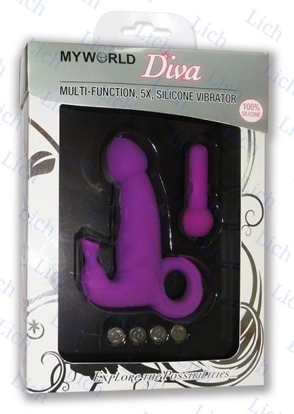 Фиолетовый вибратор с клиторальным стимулятором и 5 режимами вибрации