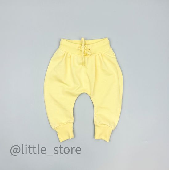 Брючки из футера "Летние цветы" бледно-желтый