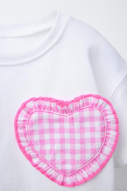 ZARA ФУТБОЛКА С ПРИНТОМ «СЕРДЦЕ», ЦВЕТ РОЗОВОГО ДЕРЕВА