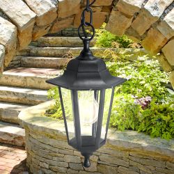 Садово-парковый светильник ЭРА НСУ 06-60-001 черный 6 гранный подвесной IP44 Е27 max60Вт | Садово-парковые светильники