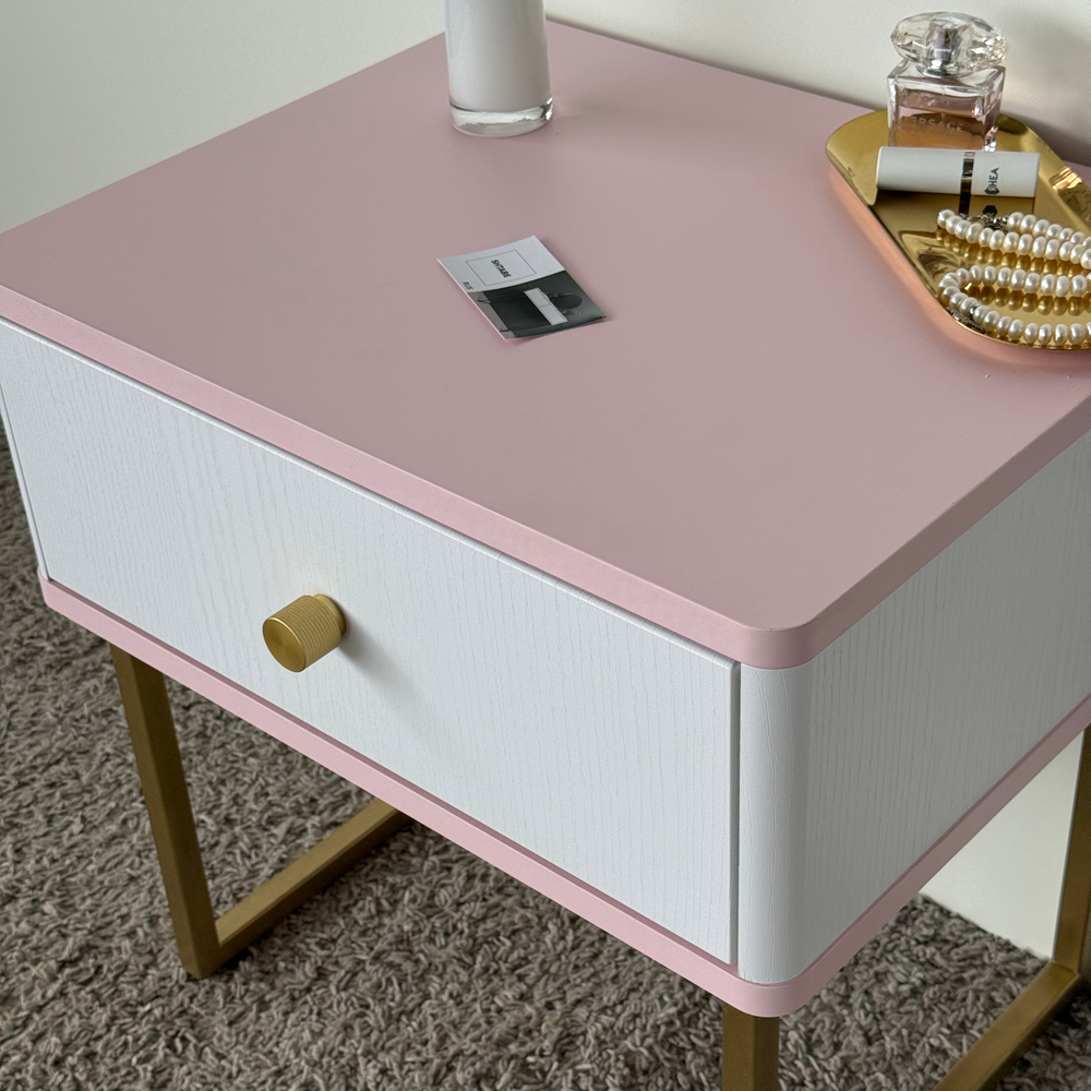 Тумба прикроватная на ножках ROYAL 5301 эко (Зефир-Золото-р.золото)