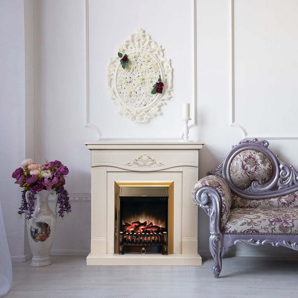 Каминокомплект Real Flame Junona WT с очагом Fobos Lux Brass