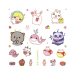 Блокнот 130х130 мм, скрепка, Контэнт-Канц, ламин. картон, выб-лак, 32 л.+2л. наклеек, диз. внутр .блок в клетку, "Kawaii Vibe", голубой