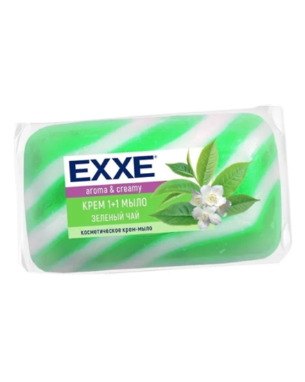 Туалетное крем+мыло EXXE 1+1 "Зеленый чай" 1шт*80г (ЗЕЛЕНОЕ) полосатое одиночное