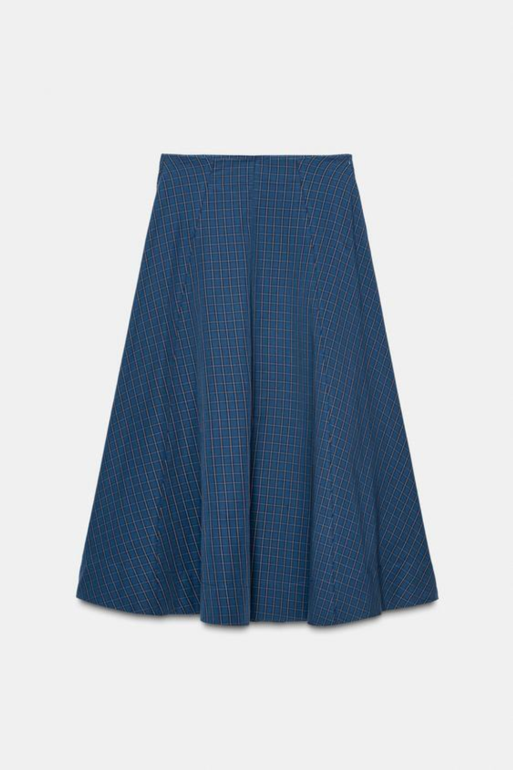 ZARA ЮБКА МИДИ В КЛЕТКУ СО СКЛАДКАМИ, ОТТЕНКИ СИНЕГО