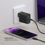 Сетевое зарядное устройство USB-C + USB A, PD 3.0, QC 3.0, 33W, черный, крафт