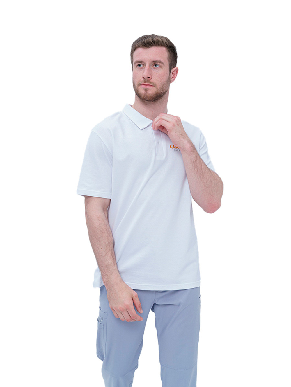 Поло медицинское мужское Тезис Osstem на пуговицах, белый, 46