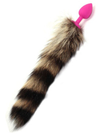 Розовая силиконовая пробочка с полосатым хвостом (Цвет: розовый, черный, бежевый)