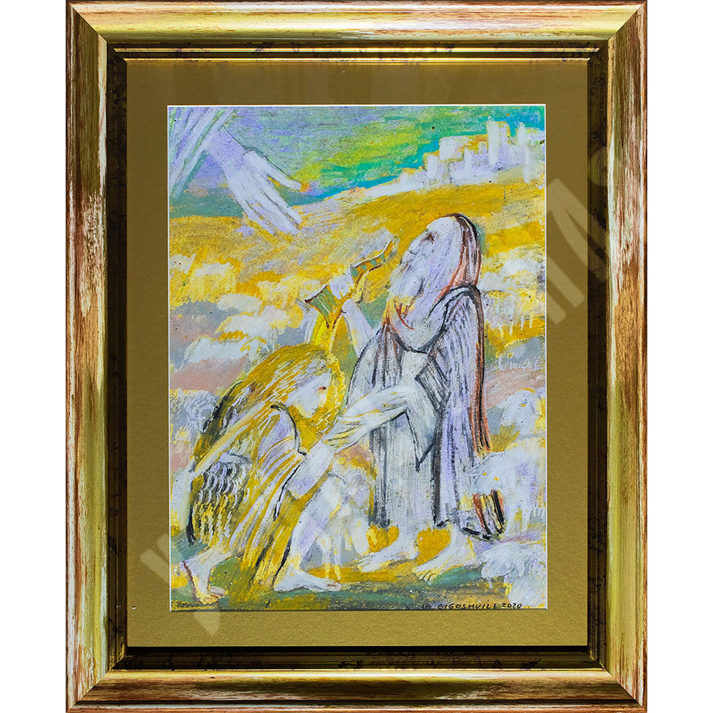 Гигошвили И. Иллюстрация к I и II Книгам Царств. Бумага, масляная пастель. 2020.