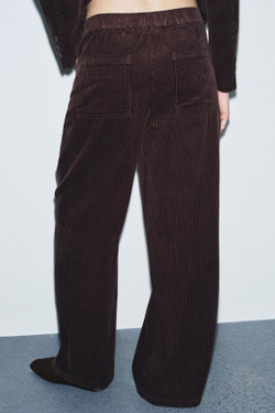 ZARA ВЕЛЬВЕТОВЫЕ БРЮКИ WIDE-LEG — ZW COLLECTION, КОРИЧНЕВЫЙ