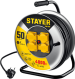 STAYER PRO-325, КГ, 3 х 2.5 мм2, 50 м, 4000 Вт, IP44, силовой удлинитель на стальной катушке (55076-50)