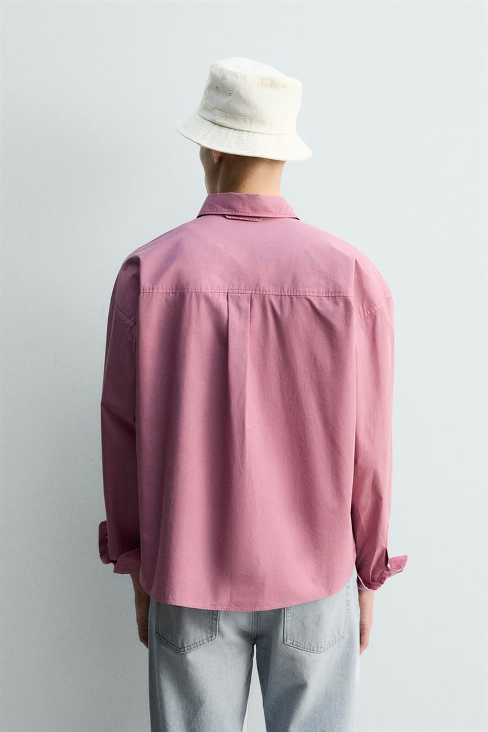 ZARA РУБАШКА REGULAR FIT ИЗ ВЫСТИРАННОГО ХЛОПКА, РОЗОВЫЙ