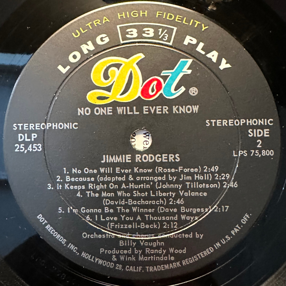 Jimmie Rodgers - No One Will Ever Know (США 1962г.)