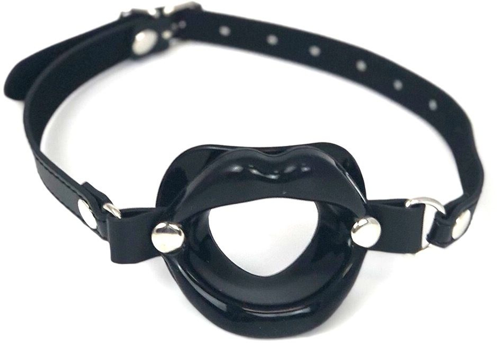 Черный кляп-губы на регулируемом ремешке (Цвет: черный)